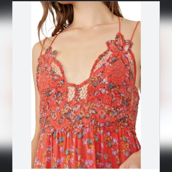 Free People Adella Printed Mini Slip in Red Meadow Combo  Size Small - Picture 4 of 10